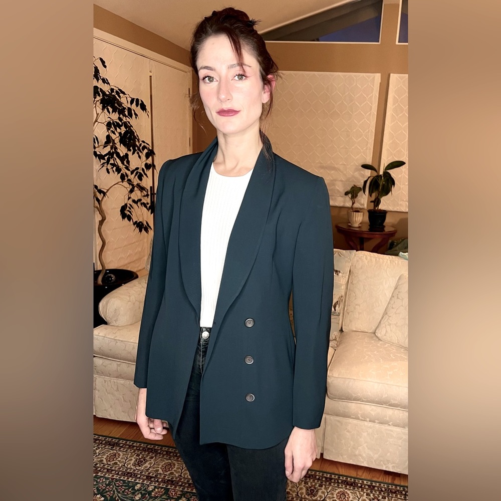 Ann Freedberg Forest Green Double Breasted Jacket Size 6